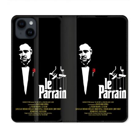 Housse Cuir Portefeuille Pour Iphone 15 (6.1) Le Parrain Affiche