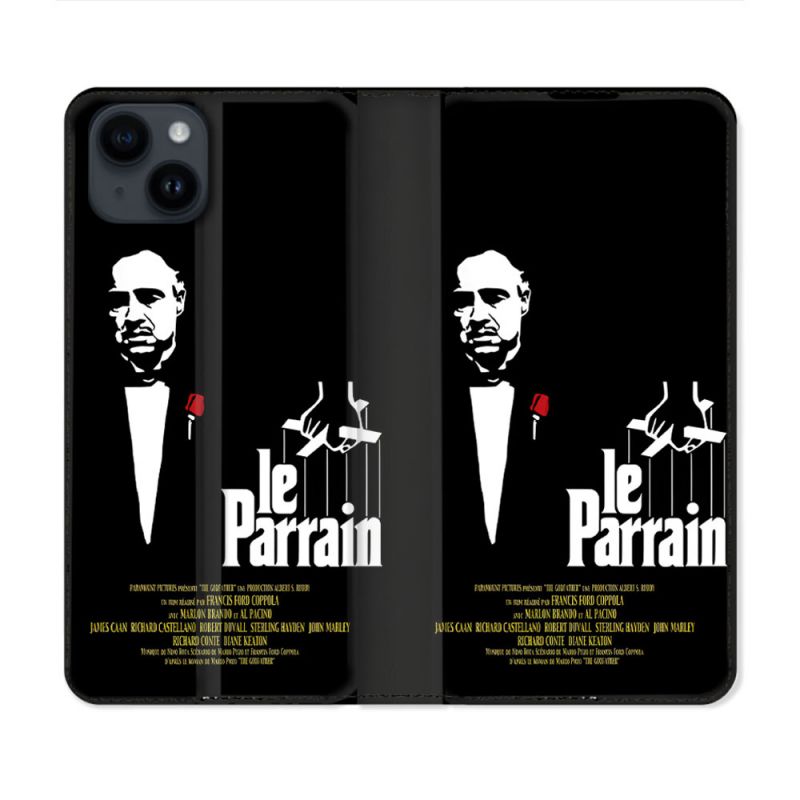 Housse Cuir Portefeuille Pour Iphone 15 (6.1) Le Parrain Affiche