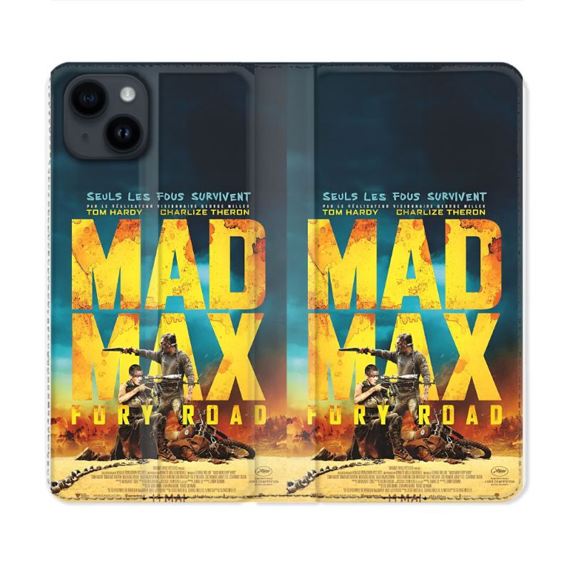 Housse Cuir Portefeuille Pour Iphone 15 (6.1) Mad Max Affiche