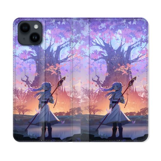 Housse Cuir Portefeuille Pour Iphone 15 (6.1) Manga Frieren