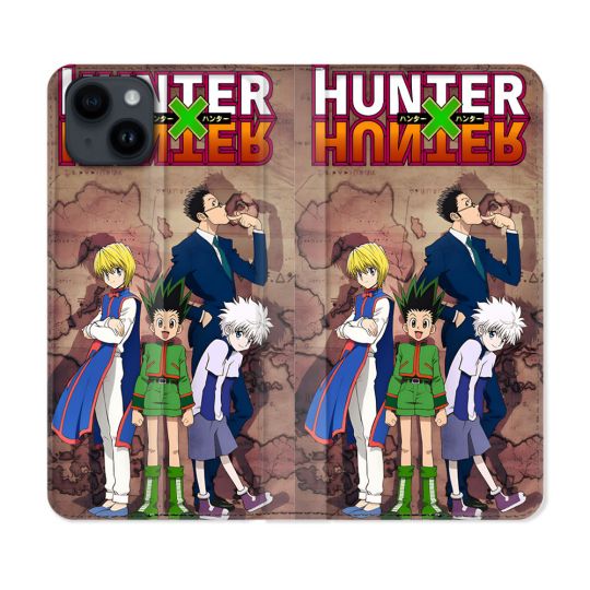 Housse Cuir Portefeuille Pour Iphone 15 (6.1) Manga Hunter X Hunter Vintage