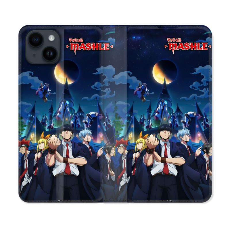 Housse Cuir Portefeuille Pour Iphone 15 (6.1) Manga Mashle
