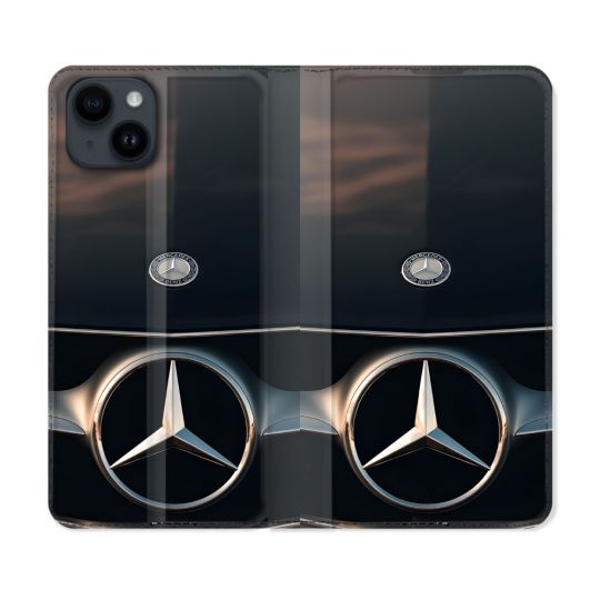 Housse Cuir Portefeuille Pour Iphone 15 (6.1) Mercedes Calendre