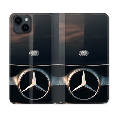 Housse Cuir Portefeuille Pour Iphone 15 (6.1) Mercedes Calendre