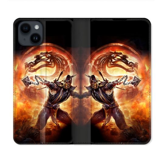 Housse Cuir Portefeuille Pour Iphone 15 (6.1) Mortal Combat