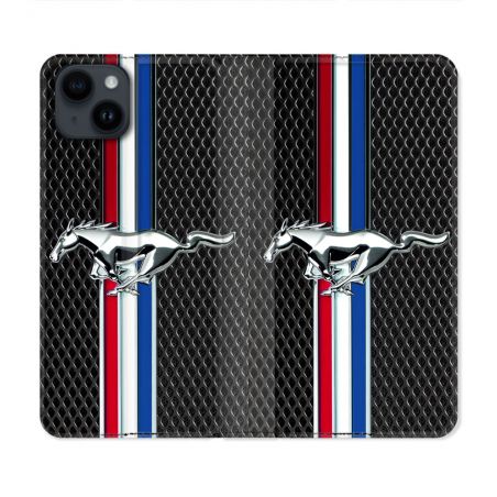 Housse Cuir Portefeuille Pour Iphone 15 (6.1) Mustang