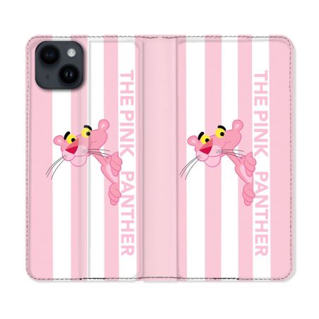 Housse Cuir Portefeuille Pour Iphone 15 (6.1) Panthere Rose
