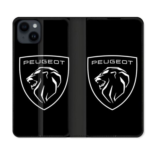 Housse Cuir Portefeuille Pour Iphone 15 (6.1) Peugeot