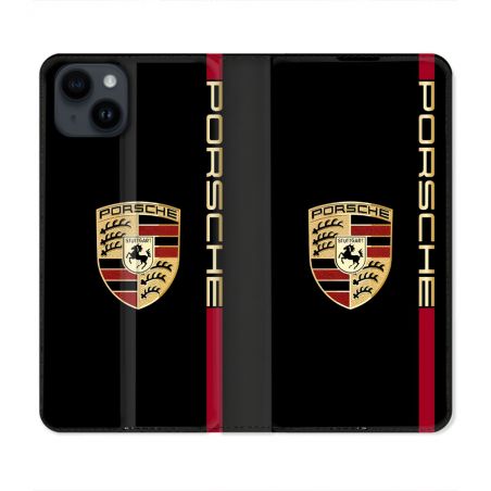 Housse Cuir Portefeuille Pour Iphone 15 (6.1) Porsche Line