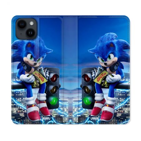 Housse Cuir Portefeuille Pour Iphone 15 (6.1) Sonic