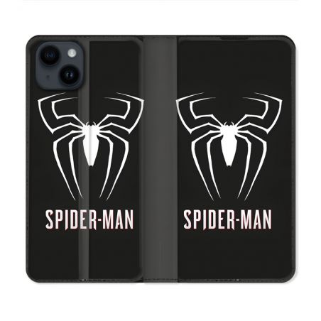 Housse Cuir Portefeuille Pour Iphone 15 (6.1) Spiderman Logo