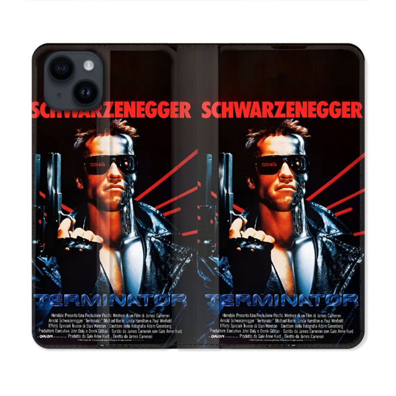 Housse Cuir Portefeuille Pour Iphone 15 (6.1) Terminator