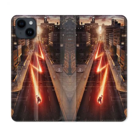 Housse Cuir Portefeuille Pour Iphone 15 (6.1) The Flash City