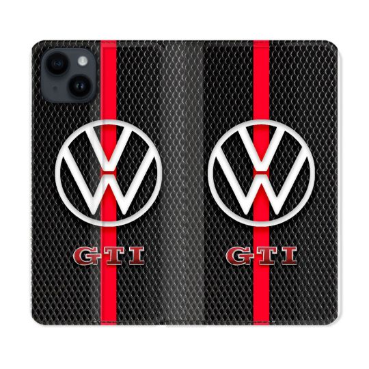 Housse Cuir Portefeuille Pour Iphone 15 (6.1) Volkwagen Line