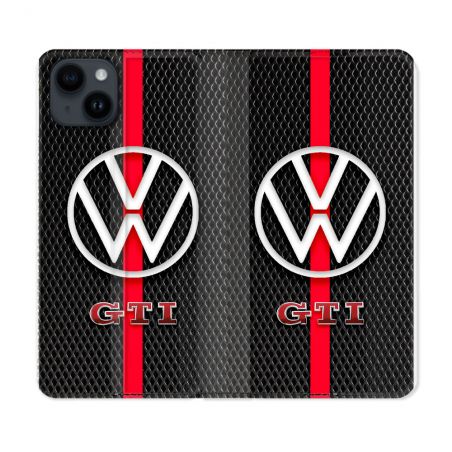 Housse Cuir Portefeuille Pour Iphone 15 (6.1) Volkwagen Line