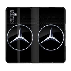 Housse Cuir Portefeuille Pour Samsung Galaxy S23 FE Mercedes Carbone
