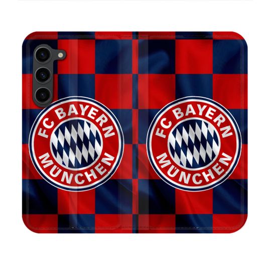 Housse Cuir Portefeuille Pour Samsung Galaxy S23 Foot Bayern Munich Carreaux