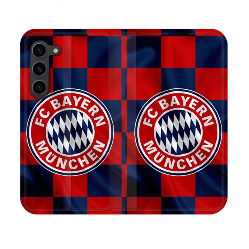 Housse Cuir Portefeuille Pour Samsung Galaxy S23 Foot Bayern Munich Carreaux
