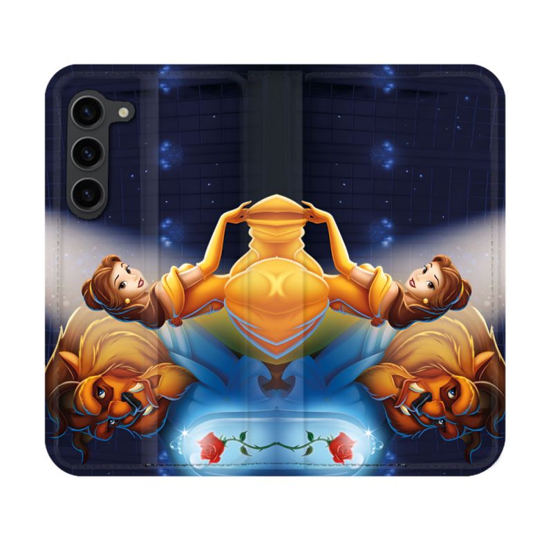 Housse Cuir Portefeuille Pour Samsung Galaxy S23 La Belle et La Bête