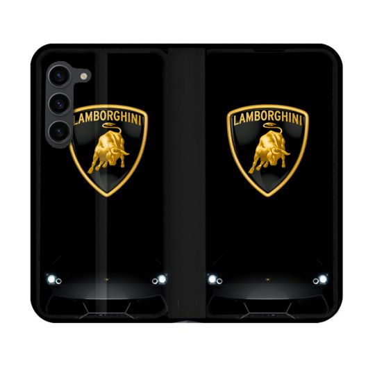 Housse Cuir Portefeuille Pour Samsung Galaxy S23 Lamborghini Noir
