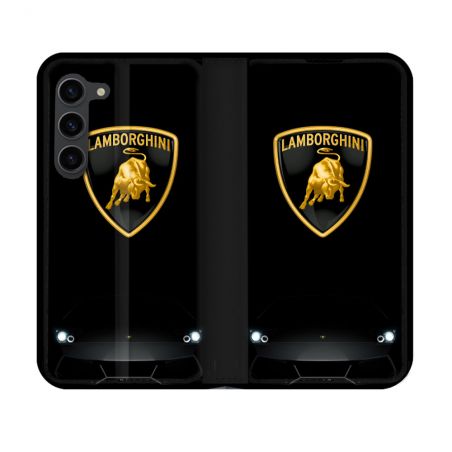 Housse Cuir Portefeuille Pour Samsung Galaxy S23 Lamborghini Noir