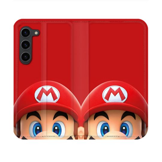 Housse Cuir Portefeuille Pour Samsung Galaxy S23 Mario Rouge