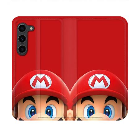 Housse Cuir Portefeuille Pour Samsung Galaxy S23 Mario Rouge