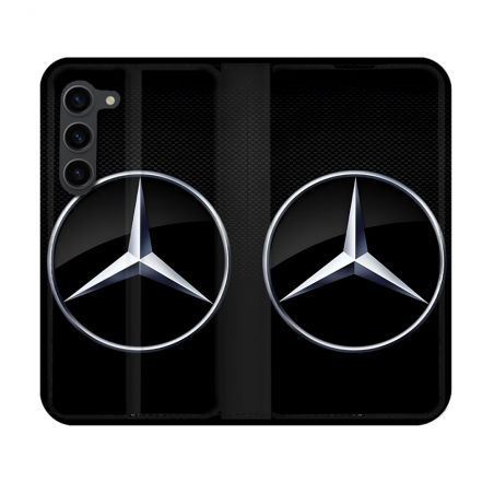 Housse Cuir Portefeuille Pour Samsung Galaxy S23 Mercedes Carbone