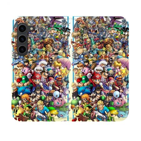 Housse Cuir Portefeuille Pour Samsung Galaxy S23 Nintendo