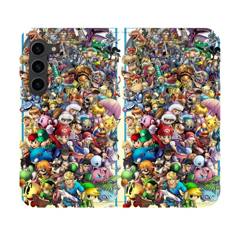 Housse Cuir Portefeuille Pour Samsung Galaxy S23 Nintendo