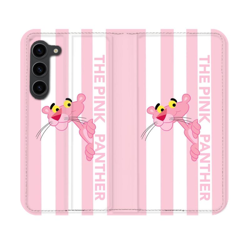 Housse Cuir Portefeuille Pour Samsung Galaxy S23 Panthere Rose