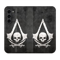 Housse Cuir Portefeuille Pour Samsung Galaxy S23 Plus Assassin Creed Tete Mort