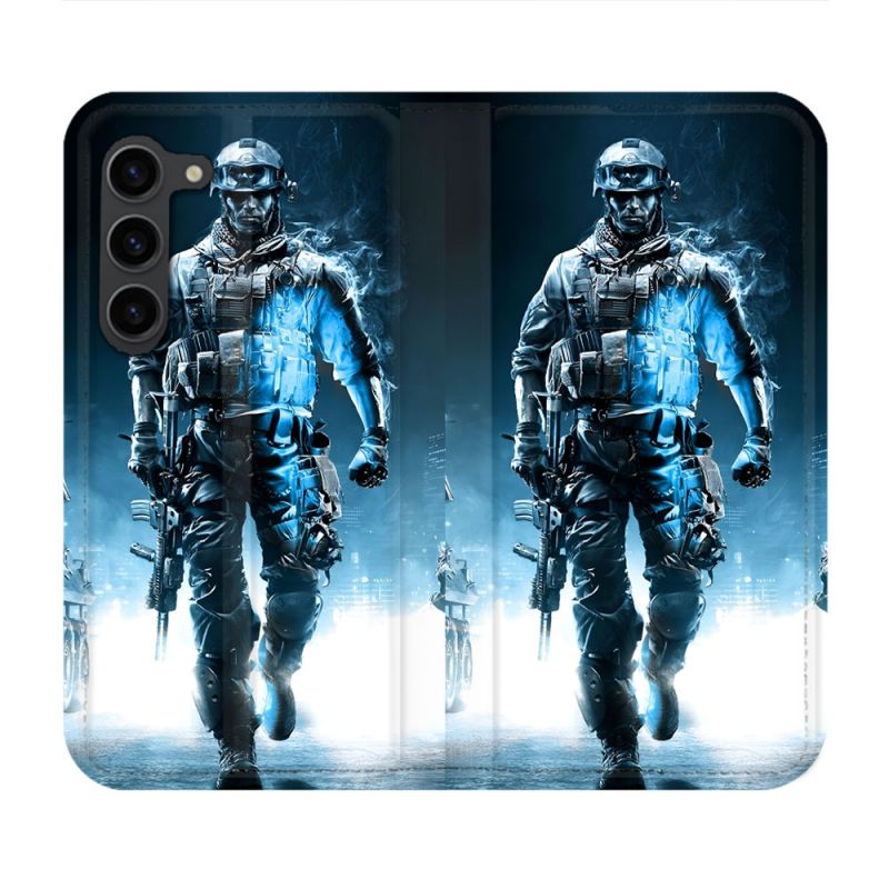 Housse Cuir Portefeuille Pour Samsung Galaxy S23 Plus Call Of Duty Guerrier