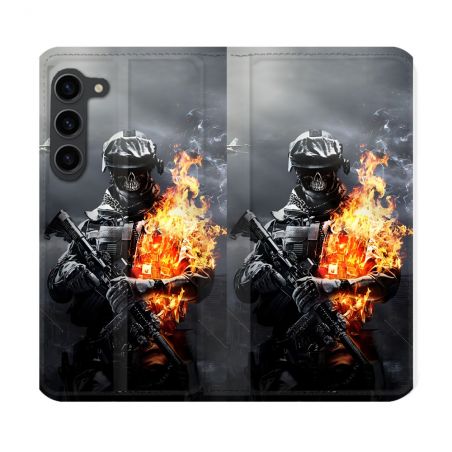 Housse Cuir Portefeuille Pour Samsung Galaxy S23 Plus Call Of Duty Squelette