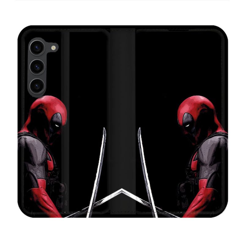 Housse Cuir Portefeuille Pour Samsung Galaxy S23 Plus Deadpool Epee