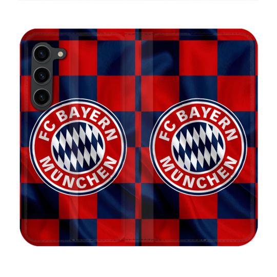 Housse Cuir Portefeuille Pour Samsung Galaxy S23 Plus Foot Bayern Munich Carreaux