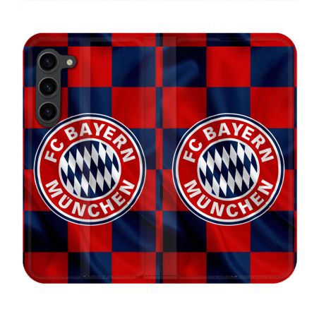 Housse Cuir Portefeuille Pour Samsung Galaxy S23 Plus Foot Bayern Munich Carreaux