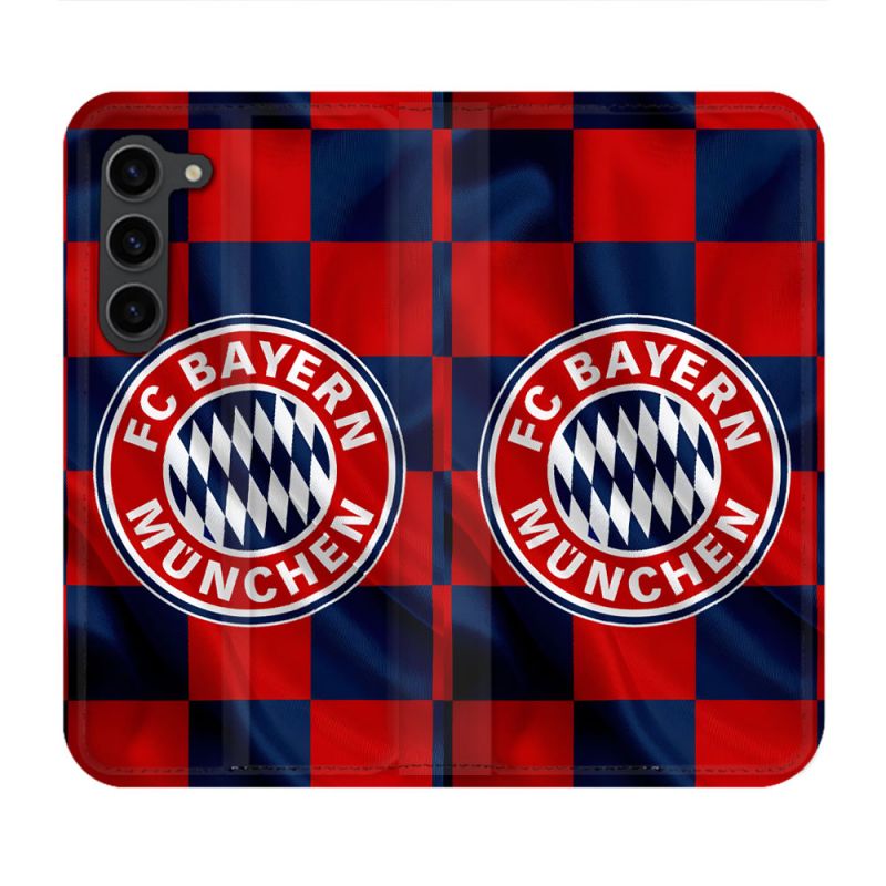 Housse Cuir Portefeuille Pour Samsung Galaxy S23 Plus Foot Bayern Munich Carreaux