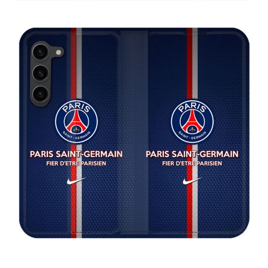Housse Cuir Portefeuille Pour Samsung Galaxy S23 Plus Foot PSG Fier