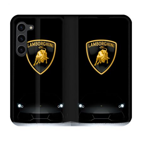 Housse Cuir Portefeuille Pour Samsung Galaxy S23 Plus Lamborghini Noir