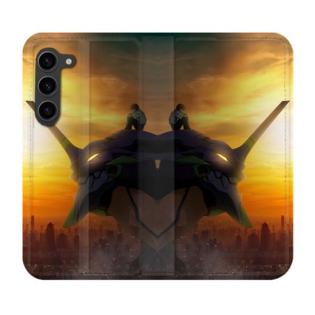 Housse Cuir Portefeuille Pour Samsung Galaxy S23 Plus Manga Evangelion