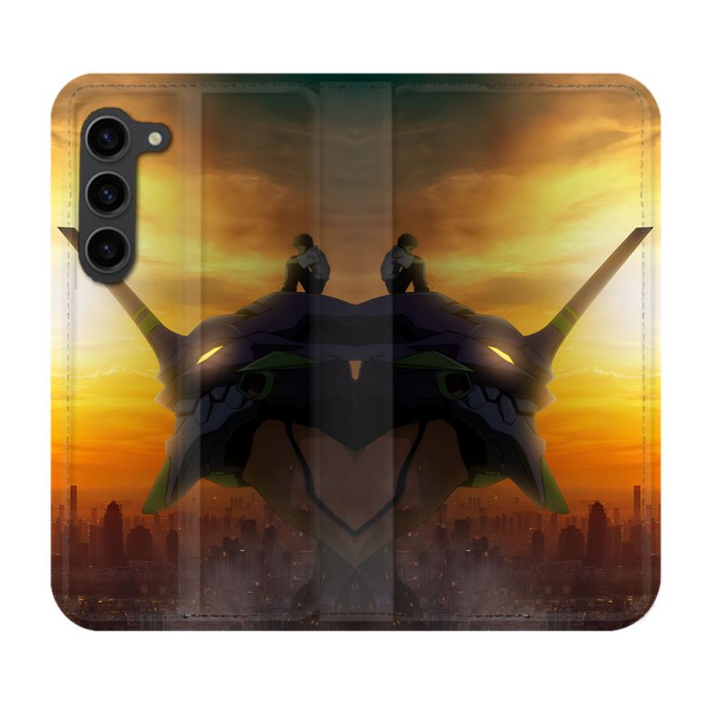 Housse Cuir Portefeuille Pour Samsung Galaxy S23 Plus Manga Evangelion