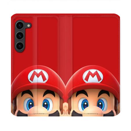 Housse Cuir Portefeuille Pour Samsung Galaxy S23 Plus Mario Rouge