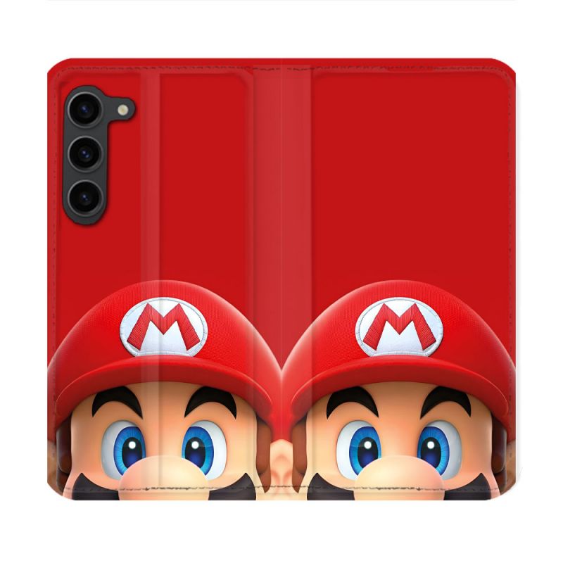 Housse Cuir Portefeuille Pour Samsung Galaxy S23 Plus Mario Rouge