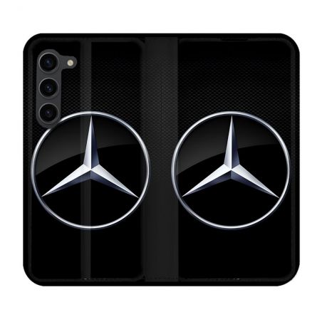 Housse Cuir Portefeuille Pour Samsung Galaxy S23 Plus Mercedes Carbone