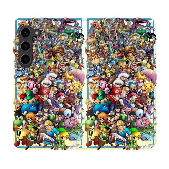 Housse Cuir Portefeuille Pour Samsung Galaxy S23 Plus Nintendo