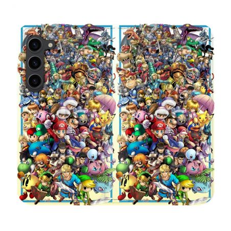 Housse Cuir Portefeuille Pour Samsung Galaxy S23 Plus Nintendo