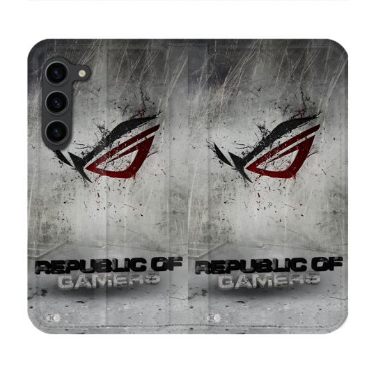 Housse Cuir Portefeuille Pour Samsung Galaxy S23 Plus ROG Gris