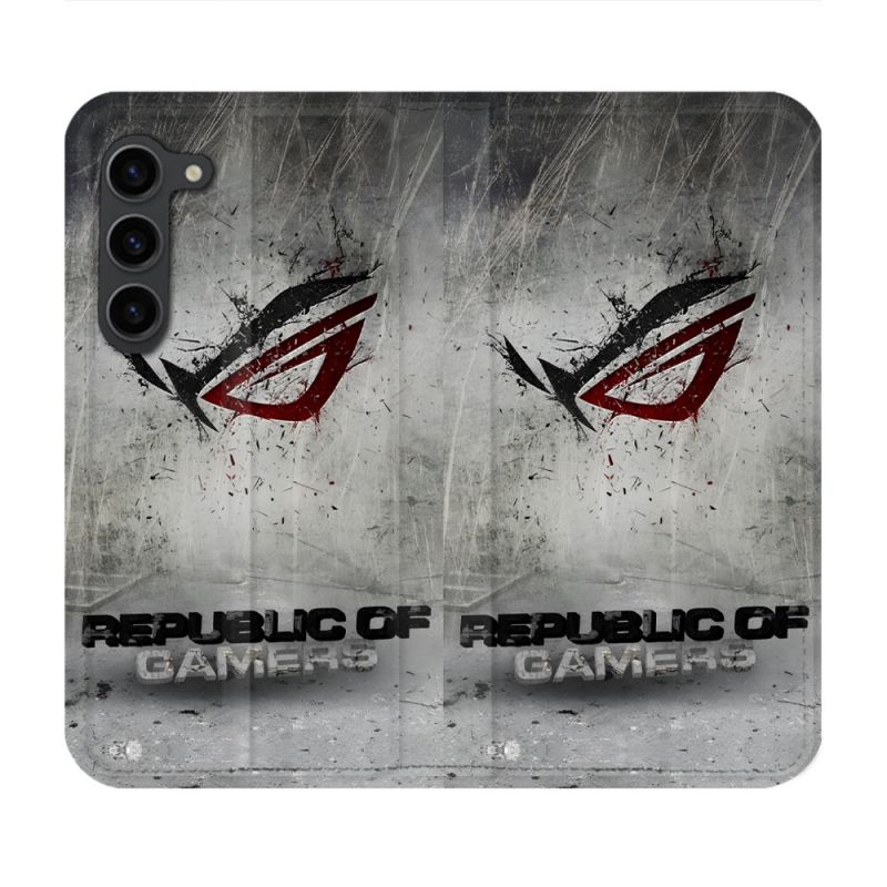 Housse Cuir Portefeuille Pour Samsung Galaxy S23 Plus ROG Gris