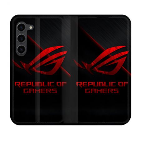 Housse Cuir Portefeuille Pour Samsung Galaxy S23 Plus ROG Rouge